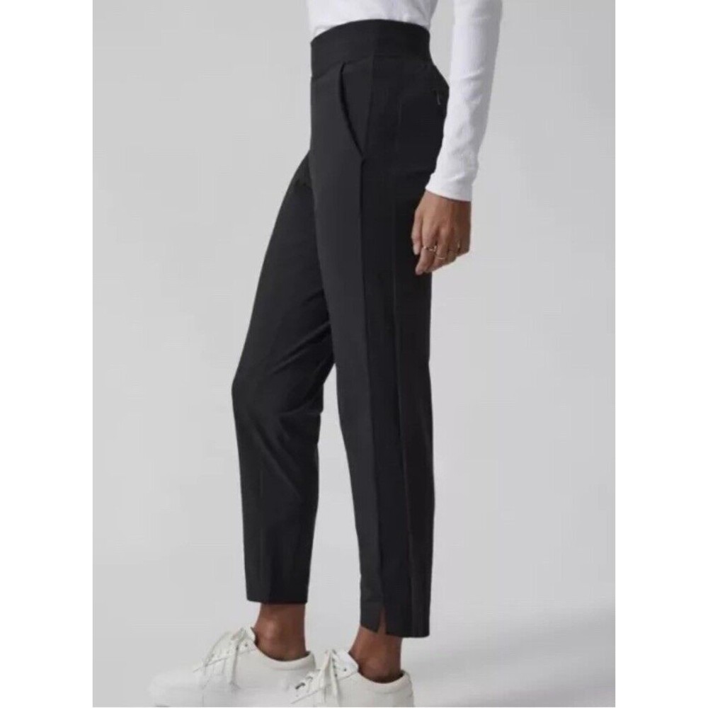 Athleta Brooklyn Ankle Pant Knit Panels Slim Leg Black Joggers Athletic Size 8